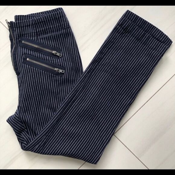 SILENCE & NOISE MALORIE HIGH RISE STRIPED ZIPPER PANTS 2 - Picture 2 of 7